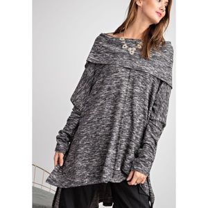 Black Ultra Soft Cowl Neck Knit Tunic